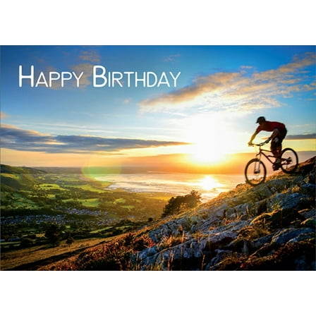 RSVP Biker Going Down Hill at Sunset Masculine Birthday Card for Him : Man : Men