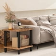 thumbnail image 2 of Large End Table Farmhouse Side Table Industrial Style Sofa Table Coffee Table Metal X Accent Wood End Table NightStand with Storage Shelf for Living Room Bedroom, 2 of 4