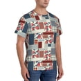 thumbnail image 4 of Yiaed Patchwork In Country Style Print Mens Short Sleeve Tight Fit T-Shirt, Crewneck Casual Tee-X-Large, 4 of 5