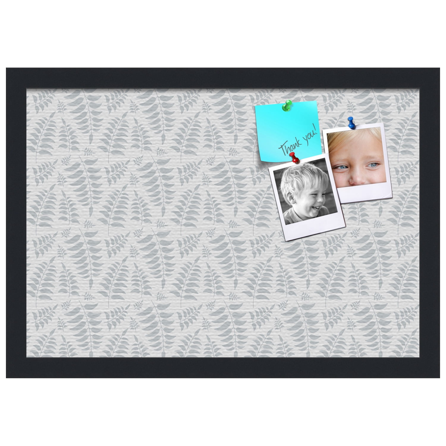 PinPix 19x13 Custom Cork Bulletin Board Fern Lt Grey Poster Board Has a Fabric Style Canvas Finish, Framed in Fern Lt Grey, by ArtToFrames (PinPix-1584)