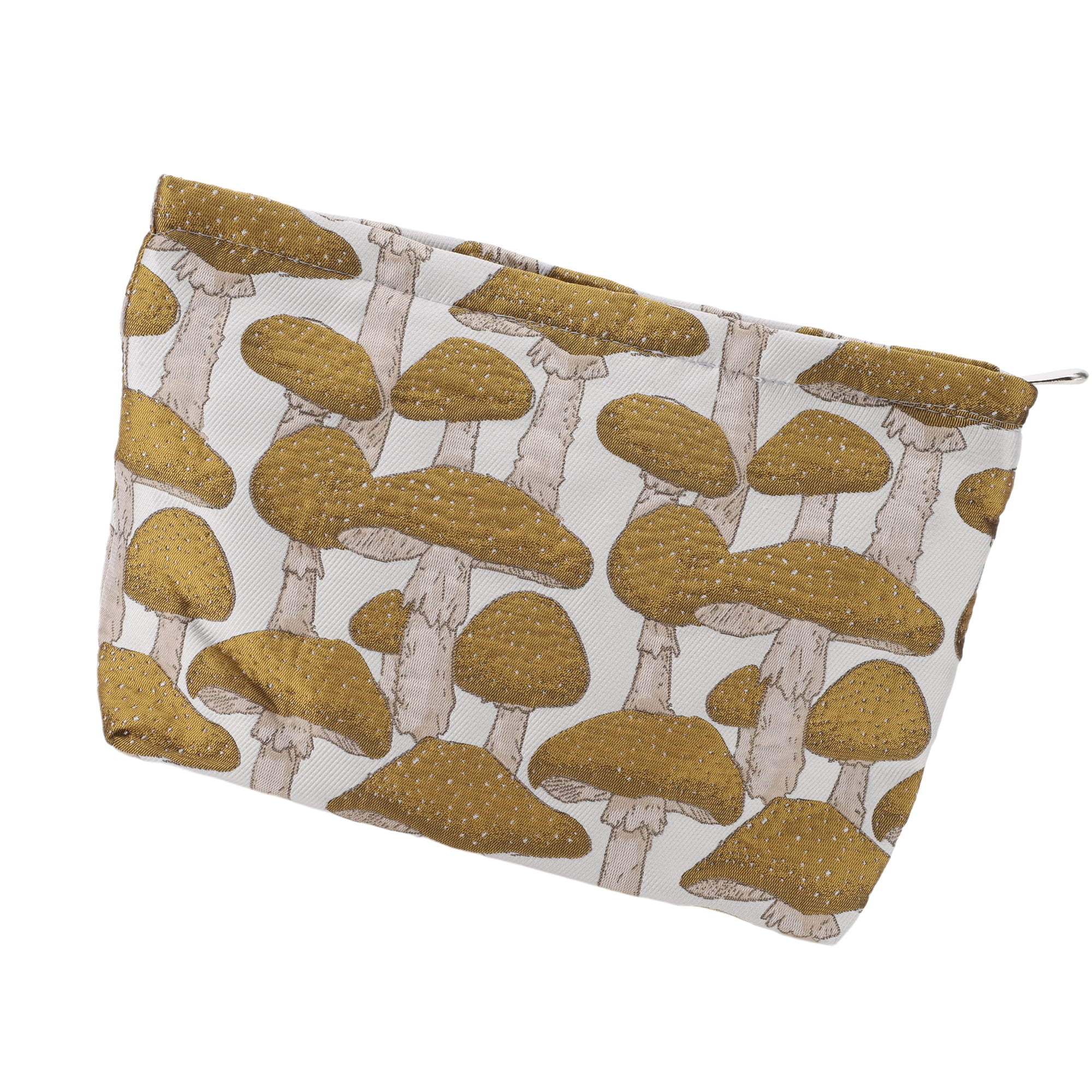 Unique Bargains 1Pc Women Jacquard Mushroom Storage Makeup Bag for Toiletry Yellow-Large