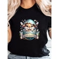 thumbnail image 1 of Women's Easter Bunny & Heart Egg Graphic T-Shirt - Casual Short Sleeve, Round Neck, Stretchy Polyester Blend, Machine Washable, Spring/Summer Collection Tee For Adult, Men, Women, Teen, Teenager, Ado, 1 of 8