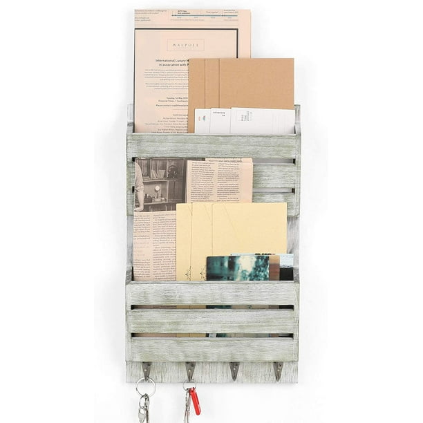 Mail Sorter Wall Mount 2 Slot Key Holder Organizer With 4 Hooks Weathered Green Com - Wall Mounted Mail Slot Organizer Mail Sorter Wall Mount 2 Slot Key Holder Organizer With 4 Hooks Weathered Green Com - Wall Mounted Mail Slot Organizer