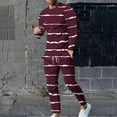 thumbnail image 2 of BiZtdJrK 2 Piece Sets for Men Casual Round Neck Long Sleeve Top Blouse and Drawstring Sweat Pants Jogger Suits Fashion Stripe Print Tracksuits with Pockets Wine S, 2 of 8