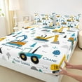 thumbnail image 3 of Manfei Excavator Bulldozer Twin Sheet Sets,Construction Vehicles Twin Fitted Sheet,White Yellow Blue Flat Sheet For Boys Kids,Super Cozy Room Decor,3 Pieces, 3 of 7