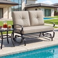 thumbnail image 5 of Costway 2-Person Outdoor Swing Glider Chair Bench Loveseat Cushioned Sofa Beige, 5 of 9