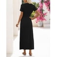 thumbnail image 6 of Merokeety Womens Summer T Shirt Dresses Crew Neck Tie Waist Midi Dress Black l, 6 of 6