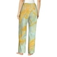 thumbnail image 3 of Picia Yellow With Teal Marble Womens Soft Woven Cotton Elastic Waistband Sleep Pajama Pant Lounge Sleep Pant With Pockets And Drawstring-Small, 3 of 9