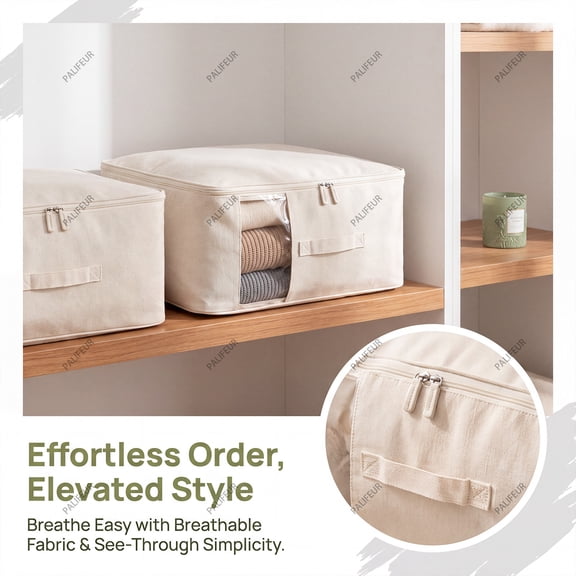 Storage Bags for Clothes with Clear Window Medium Large Foldable Clothes Storage Organizers with Handles for Closet Under Bed Moving by PALIFEUR