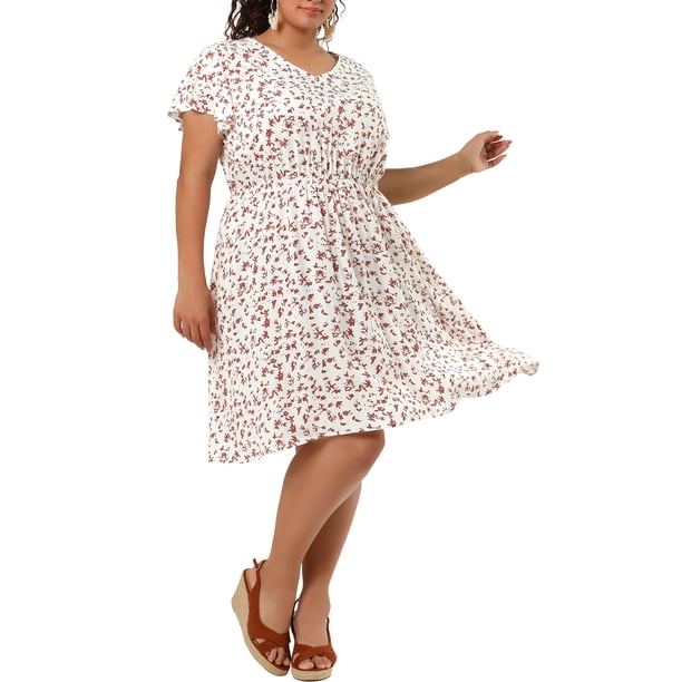 MODA NOVA Juniors Plus Size Summer V Neck Dirty Floral Peplum Midi Dress -  Walmart Business Supplies