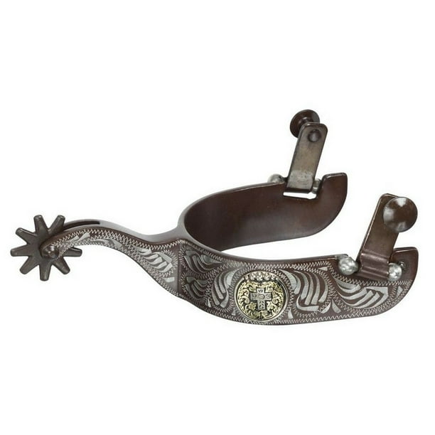 Tough1 Spurs Womens Engraved Cross Rowel Antique Brown 789955L