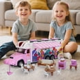thumbnail image 2 of SaveJoy Remote Control Cars, 1:18 RC Car Recreational Vehicle, Toys Campervan RC Motorhome for Kids Boys Girls, with Playset, Pink, 2 of 7