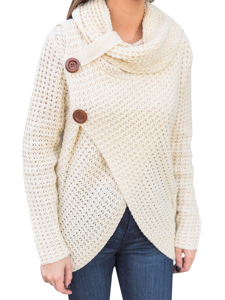 NGMQ Women Cowl Neck Roll Sweater 