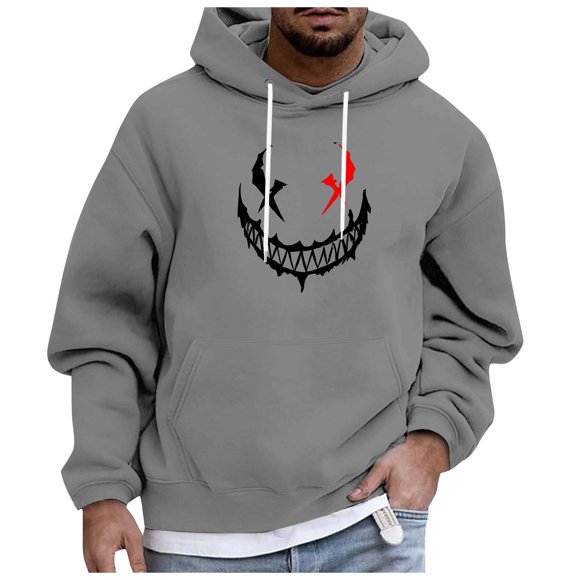 Ediodpoh Men's Winter Long Sleeve Fashion Printed Hoodie Warm Coat Men's Fashion Hoodies & Sweatshirts Grey S