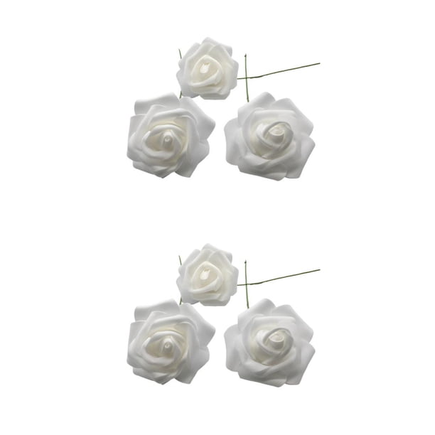 50 piezas de flores artificiales Yuarrent rosas de simulación de boda al aire libre Blanco 2Conjunto