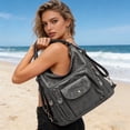 thumbnail image 5 of Vintage Faux Leather Handbag Large Capacity Shoulder Bag With Top Handle And Adjustable Strap Convertible Crossbody Satchel For Work Travel Daily Use Stylish Textured Purse Black Brown Gray, 5 of 8