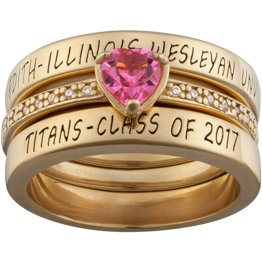 Freestyle Class Rings Personalized Women's 18kt Gold Plated Sterling
