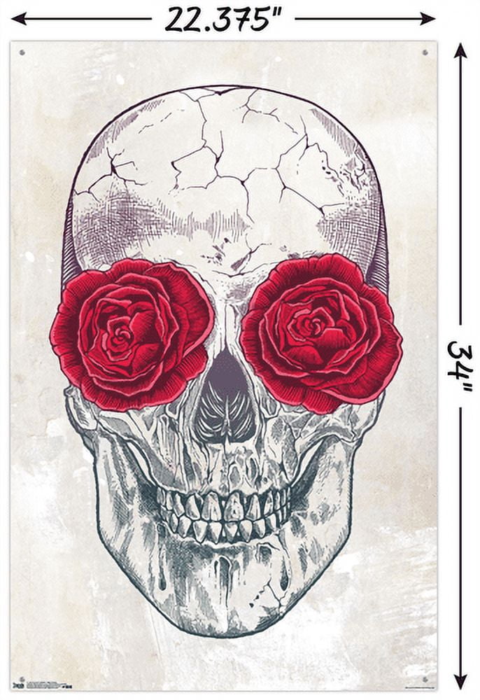 Rachel Caldwell - Skull Roses Wall Poster with Push Pins, 22.375" x 34"