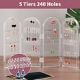 thumbnail image 3 of EEEkit 240 Holes Acrylic Earrings Holder, Double Side Jewelry Organizer, 4 Doors Foldable Clear Necklaces Display Stand, 3 of 6