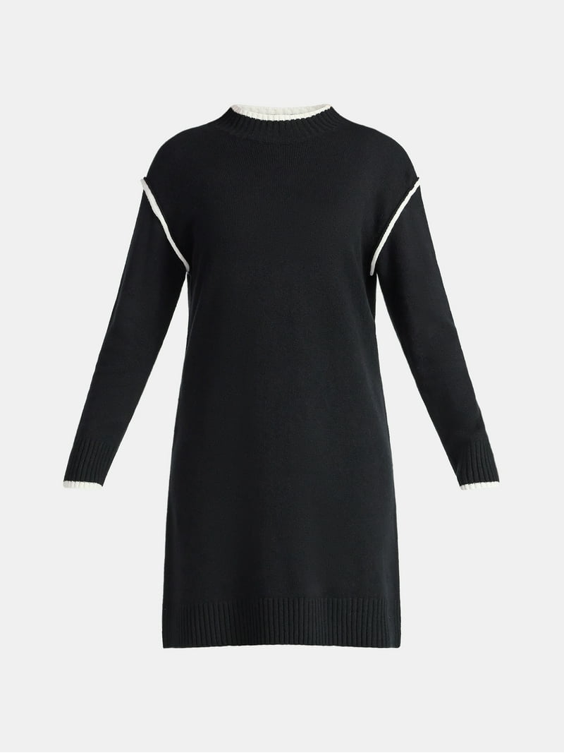 Time and Tru Women's Tipped Sweater Dress, Midweight, Sizes XS-XXXL -  Walmart.com