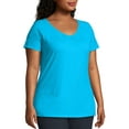 thumbnail image 2 of JMS by Hanes Women's Plus Size Slub Shirred V-Neck, 2 of 5