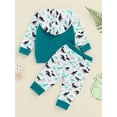 thumbnail image 6 of Aojekbee Toddler Boys Fall Outfits Dinosaur Print Hooded Long Sleeve Hoodies Sweatshirts and Long Pants 2Pcs Clothes Set, 6 of 10