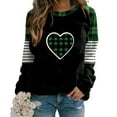 thumbnail image 4 of Uootdi Plaid Love Heart Irish Saint Pattys Shamrock Long Sleeve Shirts for Women St Patricks Day Crewneck Sweatshirts Holiday Trendy Pullover Tops Gift, 4 of 5