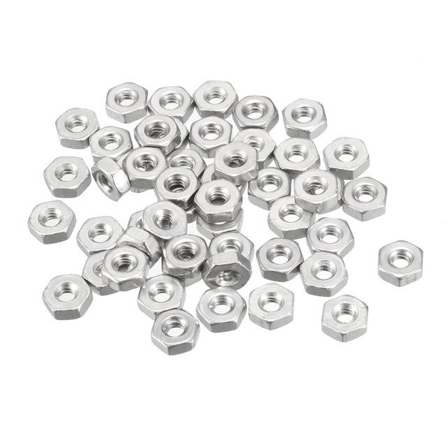 Unique Bargains 50pcs 4-40 304 Hexagonal en Acier Inoxydable Écrou Hexagonal Ton Argent
