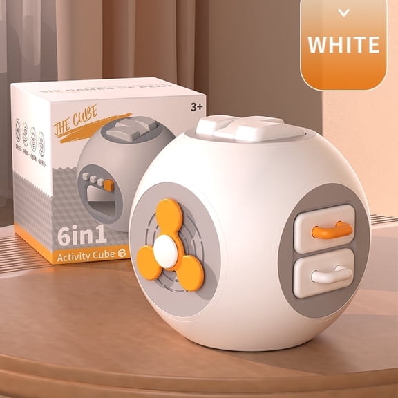 Busy Cube Toys for 1-3 Year Old, Montessori Toys for 1 Year Old, Travel Sensory Toys for Toddlers, Learning Fine Motor Skills, Christmas & Birthday Gift for Kids, White