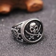 thumbnail image 3 of K-KED Gothic Mens Stainless Steel Gold Biker Pirate Skull Ring Size 6-15-13-Silver, 3 of 6