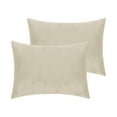 thumbnail image 1 of Funda de almohada de terciopelo REGALWOVEN de 2 paquetes, fundas de almohada de franela difusa con cierre de sobre, beige y rosa, tama?o queen (20"x30"), 1 of 1