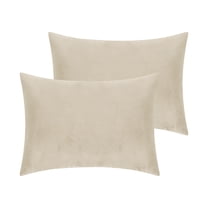 REGALWOVEN 2 Pack Velvet Pillowcases Fuzzy Flannel Pillow Covers with Envelope Closure Beige Pink Queen(20"x30")