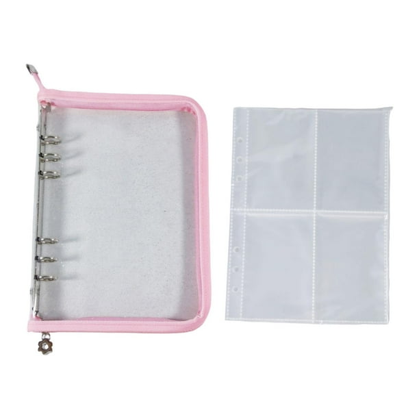 Carpeta para álbum de fotos tipo carpeta, cuaderno decorativo recargable para manualidades, tarjetero para fotos Rosa