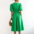 thumbnail image 4 of Fankiway Femmes Casual Sexy Mode Été V-Cou Manches Courtes Couleur Unie Robe de Taille Robes de Femmes Grande Taille Robe-Longue pour les Femmes à Manches Courtes, 4 of 7