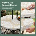 thumbnail image 5 of Round Outdoor Tablecloth with Umbrella Hole and Zipper, Vintage Shell Beige Tablecloth with Elastic Waterproof, Summer Ocean Coastal Patio Table Covers for 55" - 60" Picnic Pool Tables, 5 of 9