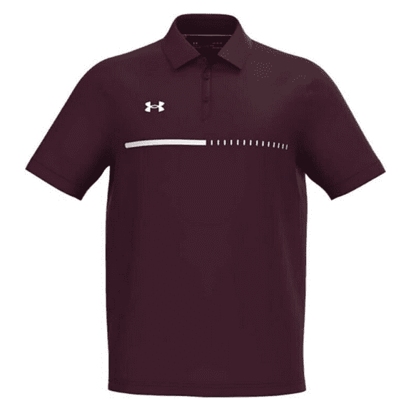 Under Armour Title Mens Short Sleeve Polo Shirt, Maroon/White, XS