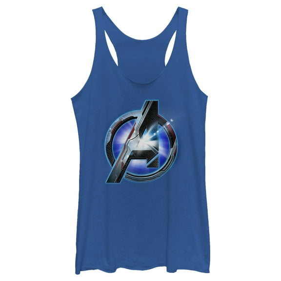 Women's Marvel Avengers: Endgame High Tech Logo Racerback Tank Top Royal Blue Heather Large