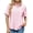 Pink, variant on WREESH Womens Button Down Shirt V Neck Short Sleeve Casual Summer Blouse Work Top Pocket