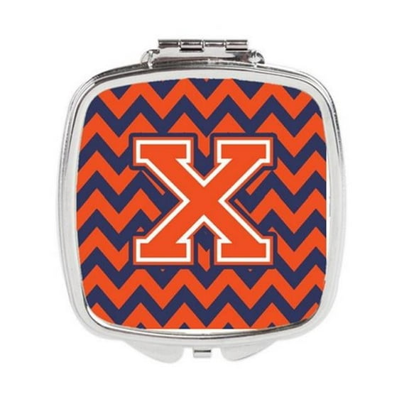Carolines Treasures  Letter X Chevron Orange & Blue Compact Mirror - 3 x 0.3 x 2.75 in.