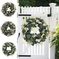 thumbnail image 7 of COM1950s Artificial Wreath for Front Door, 14 Inch Fake Flower Wreath with Eucalyptus Leaves, Faux Plastic Greenery Wreath for Home Wall Window Farmhouse Indoor Outdoor Decor, 7 of 7