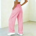thumbnail image 6 of Cutuoiiu Women Gingham Print Smocked High Waist Wide Leg Pants with Pockets Casual Plaid Trousers Gifts, 6 of 6