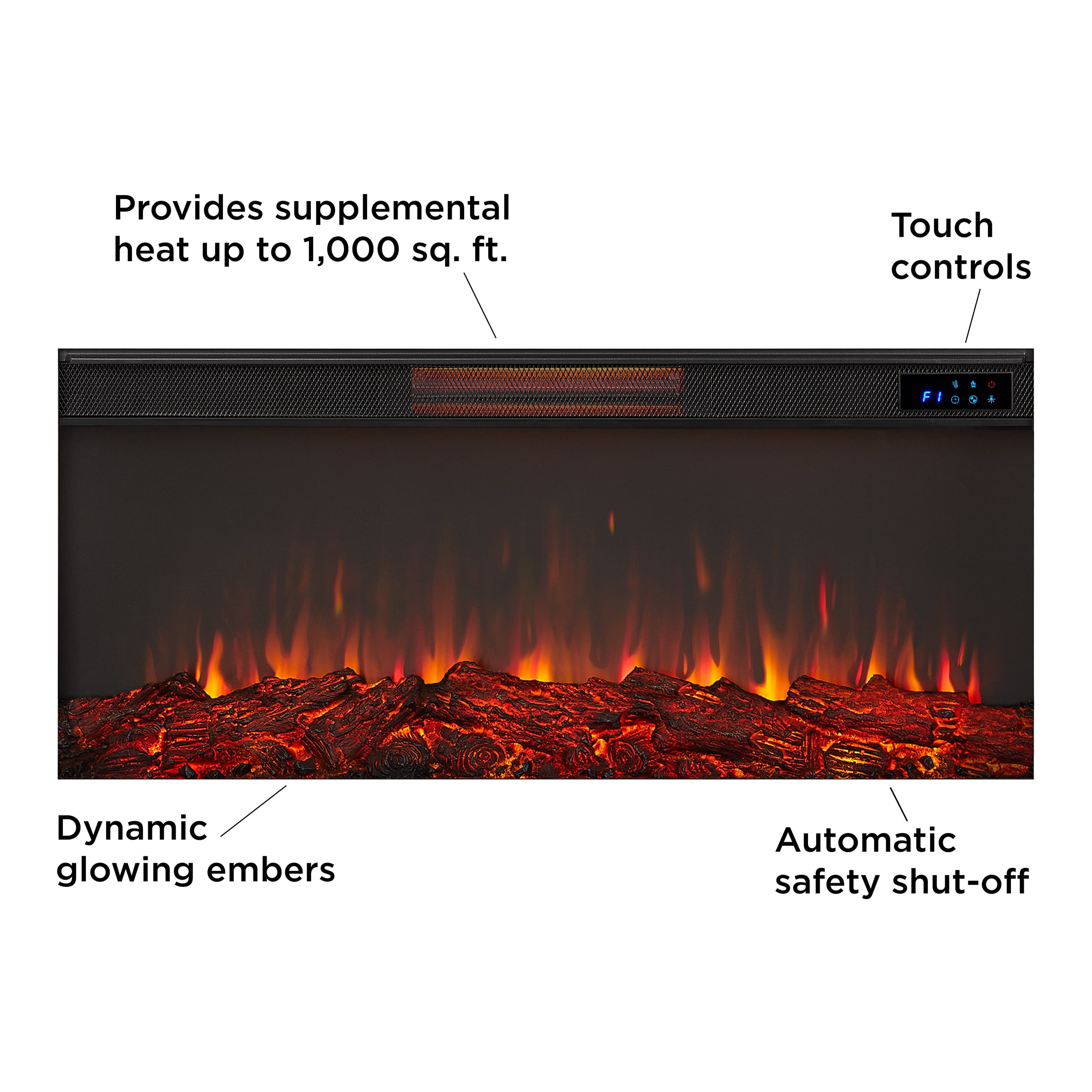 Real Flame Alcott 75" Landscape Electric Fireplace in White Oak
