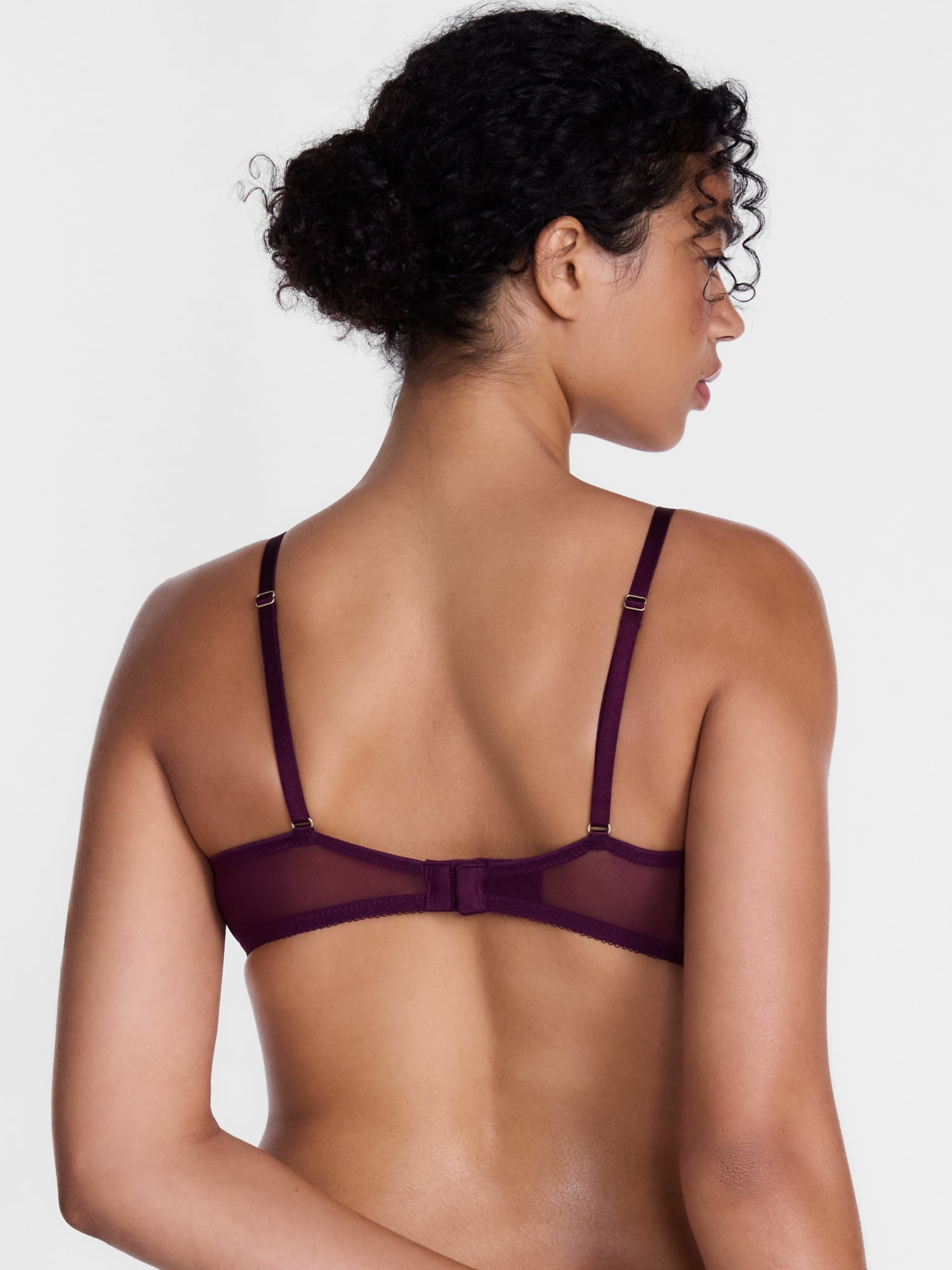 Joyspun Women's Floral Embroidered High Apex Plunge Bra, Sizes 36B-40DDD