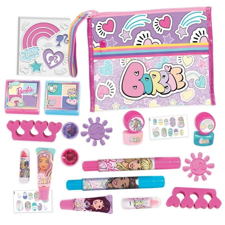 Just Play Barbie Deluxe Makeup Set, 20-Piece Play Make Up Set for Kids, Includes Nail Polish and Hair Chalk, Kids Toys for Ages 5 up