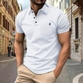 thumbnail image 2 of Mens Polo Shirts Short Sleeve Male Short Sleeve Shirt Summer Casual Solid Holiday Shirts Tops Mens Shirts White XXXL, 2 of 5