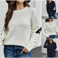 thumbnail image 5 of Lovskoo 2024 Sweaters for Women Trendy Long Sleeve Round-Neck Loose Pullover Tops Blouse Knitted Sweater Navy, 5 of 5
