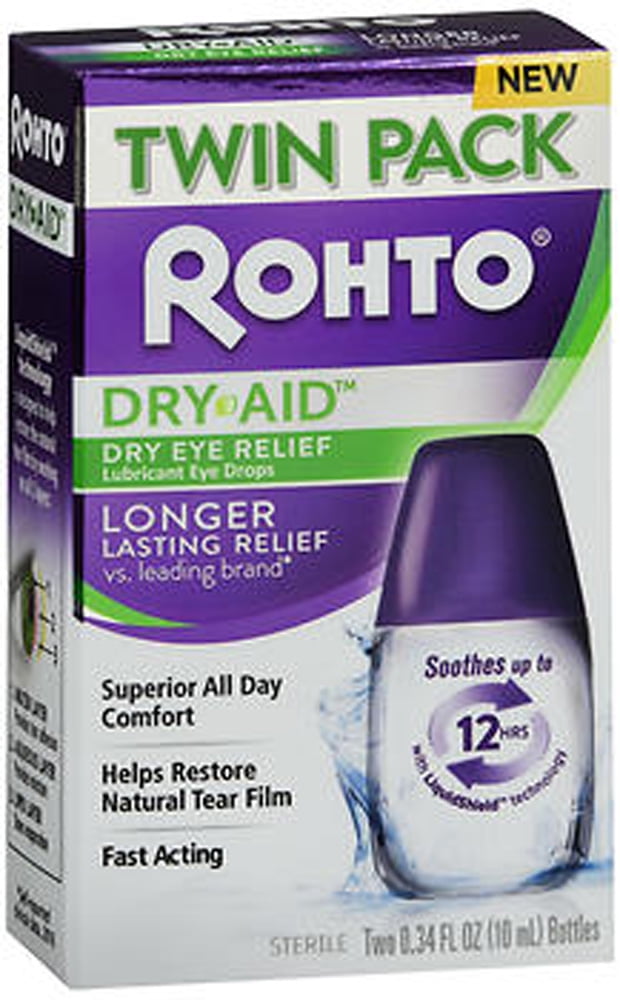 Rohto® Dry-Aid Eye Relief Lubricant Eye Drops - 0.34 fl oz Bottle Twin Pack