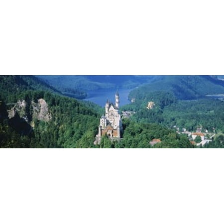 High angle view of a castle Neuschwanstein Castle Bavaria Germany Canvas Art - Panoramic Images (36 x