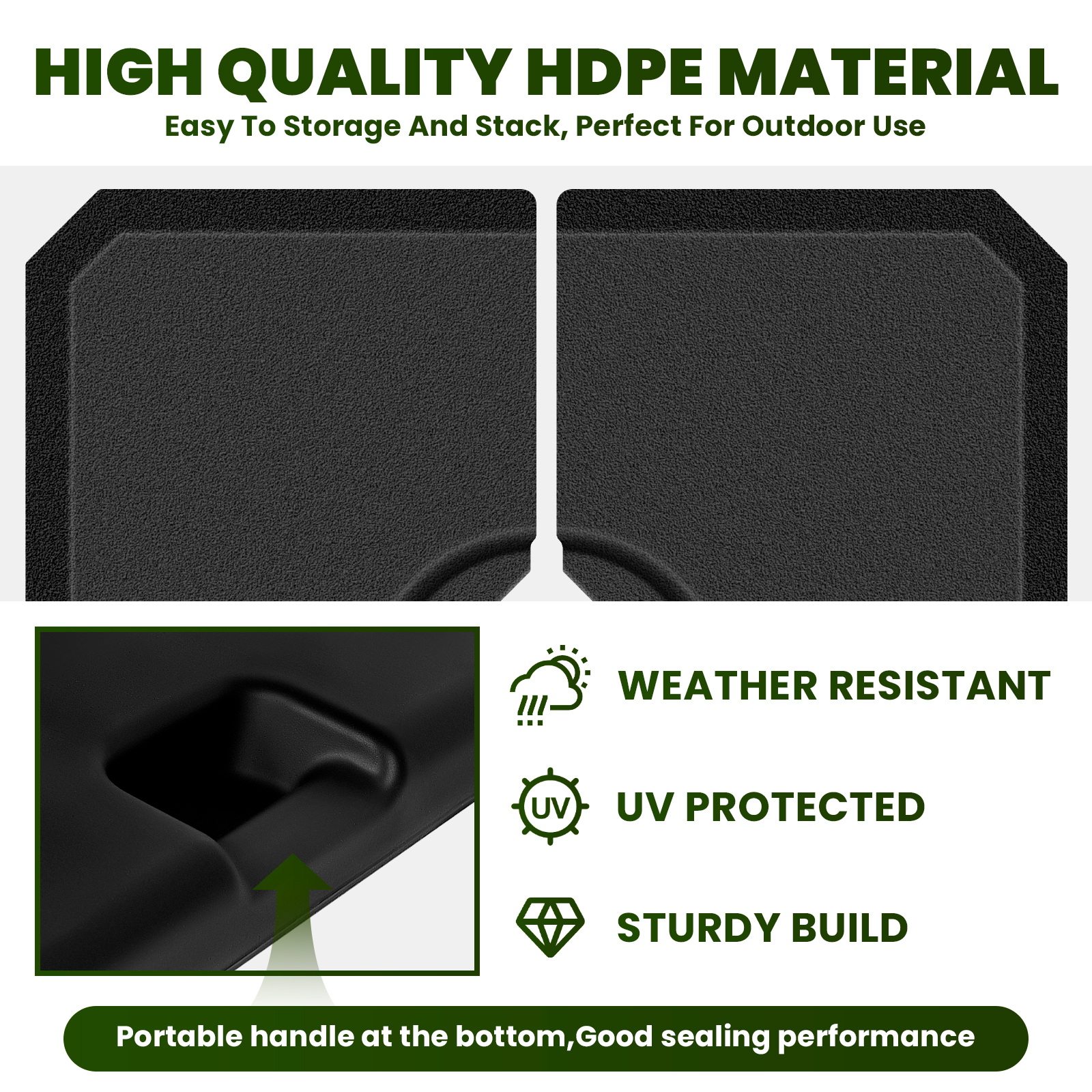4Pcs 353lb Capacity Water Sand Outdoor Cantilever Umbrella Base, Cantilever Patio Umbrella Base, Umbrella Stand Outdoor Base for Heavy Duty Setups, Black
