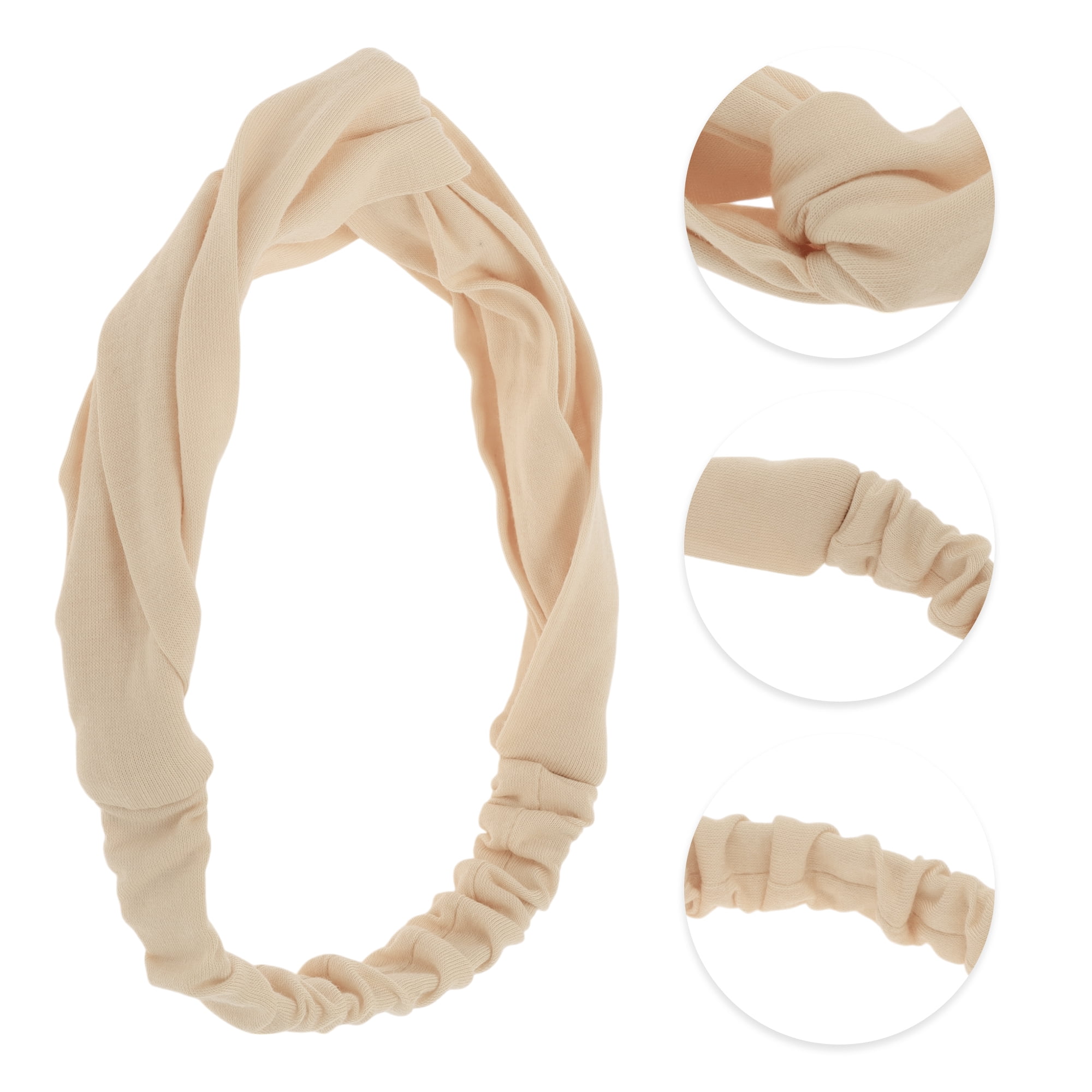 Unique Bargains Stylish Simple Solid Elastic Cross Headwrap Khaki